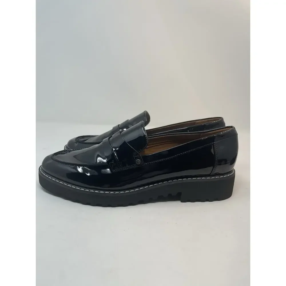 Franco Sarto Cassandra Penny Loafers with a Lug Sole‎ Patent Leather Size 10M